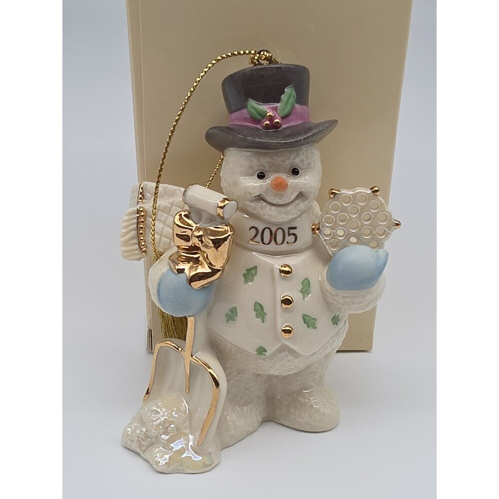 LENOX 2005 Snowman Ornament "A Chilly Christmas" Porcelain 24K